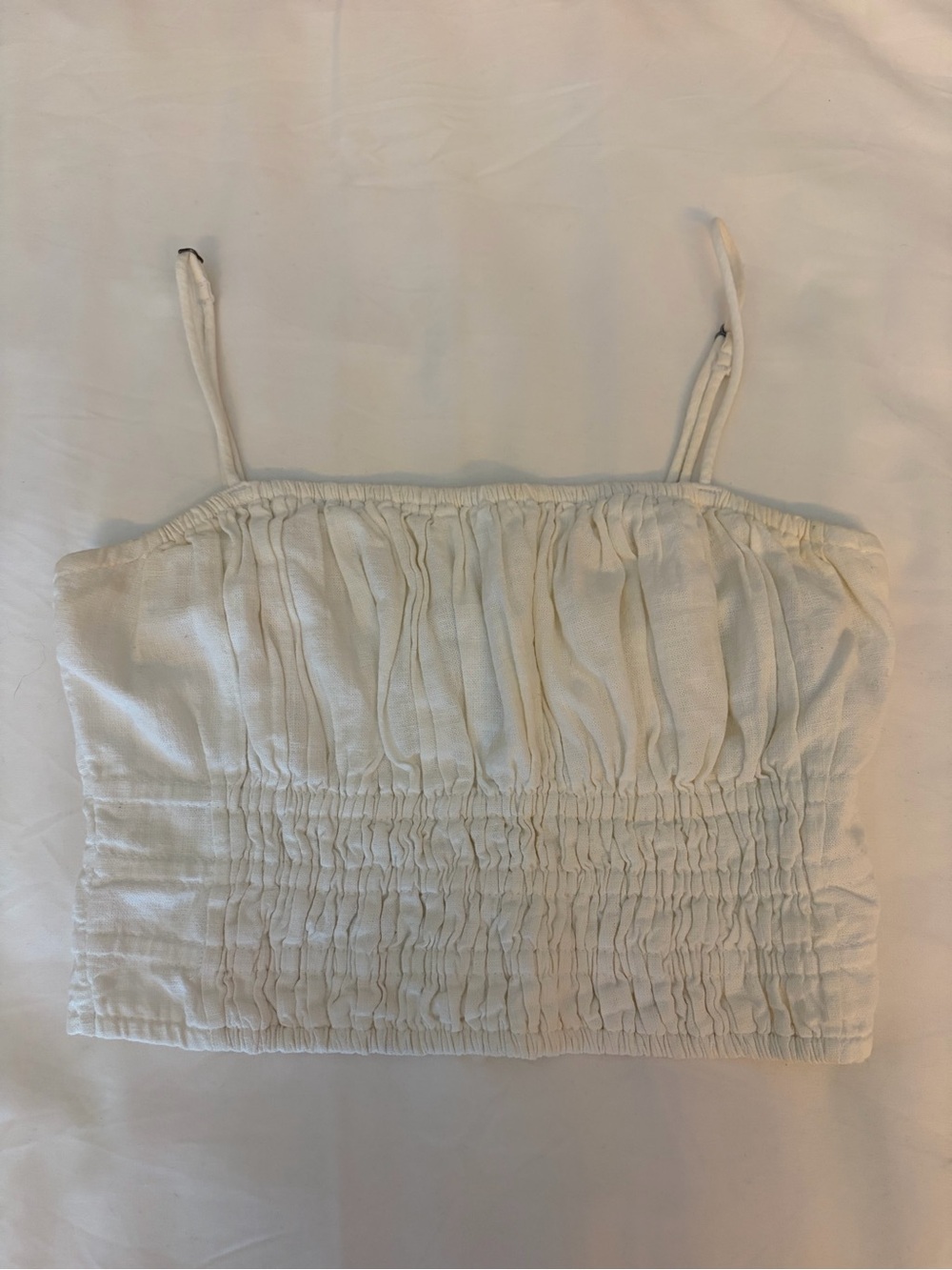 Abercrombie & Fitch Linen White Cropped Cami